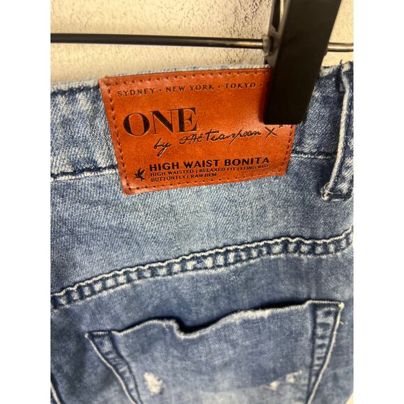 One X One Teaspoon Women's Denim High Waist Bonita Shorts High-Rise Blue Size 26 - Picture 4 of 6
